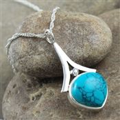 DROP TURQUOISE STERLING SILVER CHAIN PENDANT
