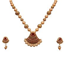 Golden Pendant Necklace AND Earrings Set