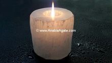 Selenite Round Candle Holder