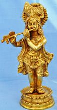 Metal handicrats statue of lord krishna