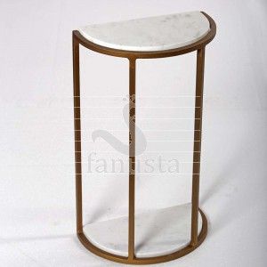 Half Moon Side Table With Antique Brass legs
