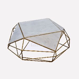 IRON GOLD FOILING BASE WITH WHITE MARBLE TOP