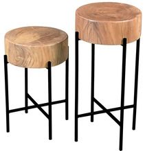 Solid Wood Perched Accent Tables