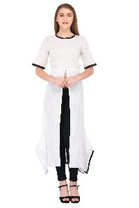 White Plain Long Kurti