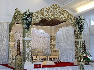 White & Golden Mandap for Wedding