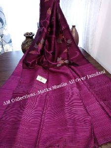 half matka half muslin floral jamdani sarees with blouse