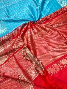 Traditional And Elegant Kanchi Designer Pattu Sarees with contrast blouse