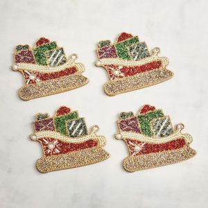 Beaded Sleigh Coaster Set