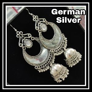 German Silver Mirror Jhumki