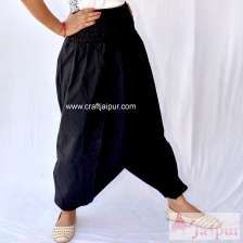 Women Harem Cotton Aladdin Black Trousers Yoga Dance Pants-Craft Jaipur