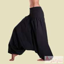 Women Harem Pants Cotton Baggy Yoga Afghani Aladdin Black Trouser-Craft Jaipur