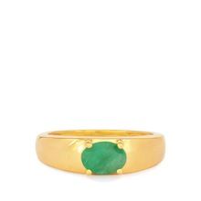 Emerald Mens in Gold Plated Sterling silver Ring