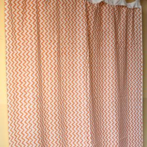 Zig zag Pure Cotton Voile Indian Hand Block Printed Cotton Shower Curtain