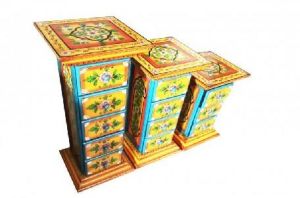 Wooden Chest Drawer Set Of Three With Brass Fitting