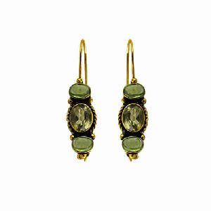Hot!! Luxury Amethyst and Peridot Gold Palted Silver Earring
