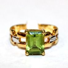 Gold and Peridot Gemstone Engagement Wedding Ring