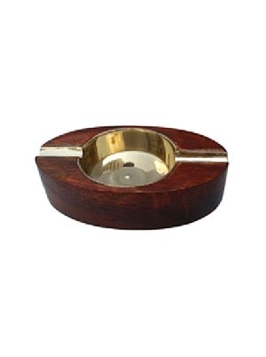 Wood-Brass Ashtray