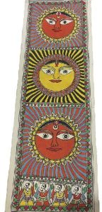 Traditional Madhubani Painting Depicting Sun Flower