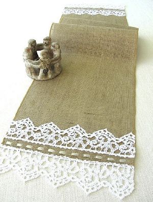Woven Cotton Lacy Table Runner