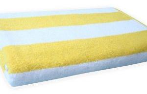 Divine Overseas 1 Piece Super Soft Cotton Bath Towel 550 GSM Cabana Stripes (Yellow)