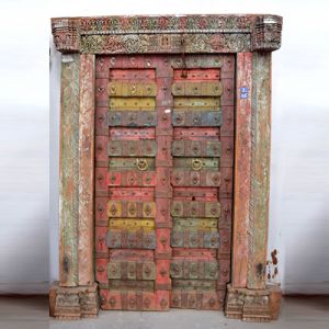 WOODEN PAINTED CARVED DOOR