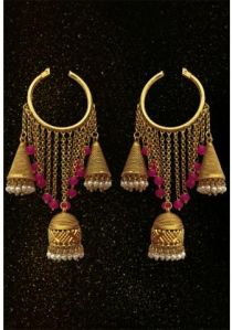 GOLD PLATED ANTIQUE PINK BALI EARRING