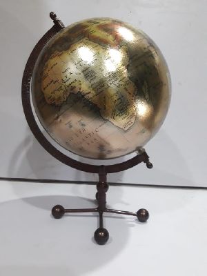 Iron Based World Globe With Brown Powder Coating