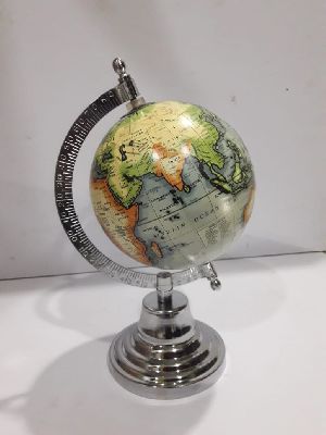 Iron Based World Globe With Chrome Finish