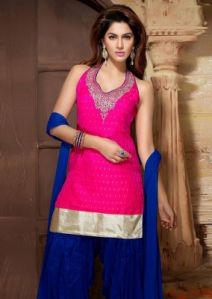 PINK & BLUE PATIALA SALWAR KAMEEZ