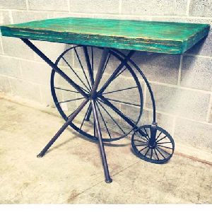 INDUSTRIAL IRON WHEEL WITH CONSOLE TABLE