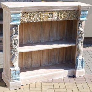 OLD CARVED BRACKET OPEN WOODEN SIDEBOARD