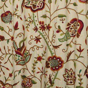 Watlab Hand Embroidered Cotton Crewel Curtain Fabric