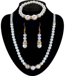 Plated Austrian Stone Pearl Mala Set