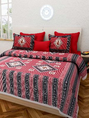 Red Colour Checkered PrintsBedsheetcotton bedsheetjaipuri bedsheet