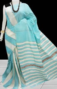 Sky blue color mulmul cotton saree