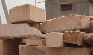 Pink sandstone block