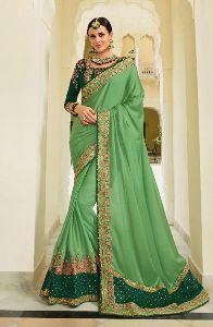 Heavy Silk Wedding Wear Designer Border Work Saree