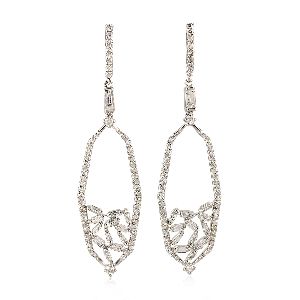 18k gold baguette diamond dangle earrings