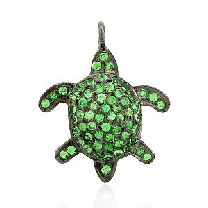 silver tortoise charm pendant