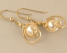 Sterling Silver Viva Pearl Wire Wrap Handmade Earrings