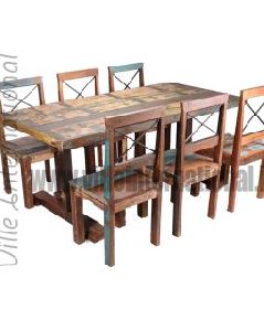 Reclaimed wooden dining table set