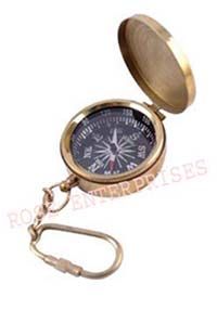 Nautical Brass Compass Key Chain with Cap