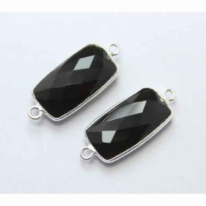 sterling Silver Black Chalcedony Faceted Connector Jewellery