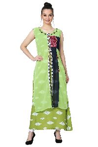 Button Work Designer Green Kurti