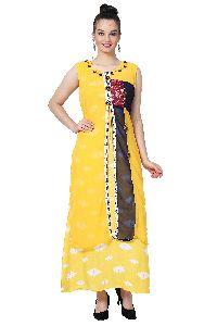 Button Work Designer Yellow Kurti