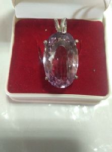 silver pendant of pink