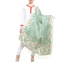 white and Green Color Art silk Dupatta