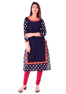 Polka Print Double Layer Kurti