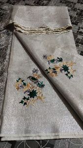 Tissue Linen Embroidery Sarees