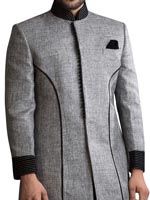 royal Look Designer Gray Wedding Indowestern coat